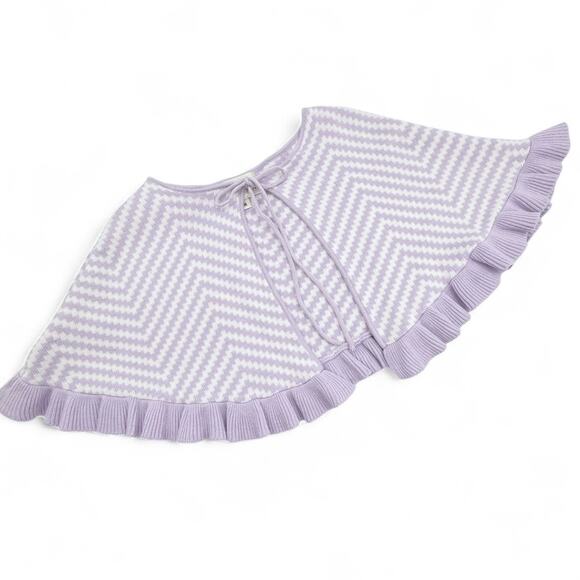 Helena Neiman Marcus Girls Knit Cape Poncho M Chevron Ruffle Princesscore Purple - Picture 3 of 11